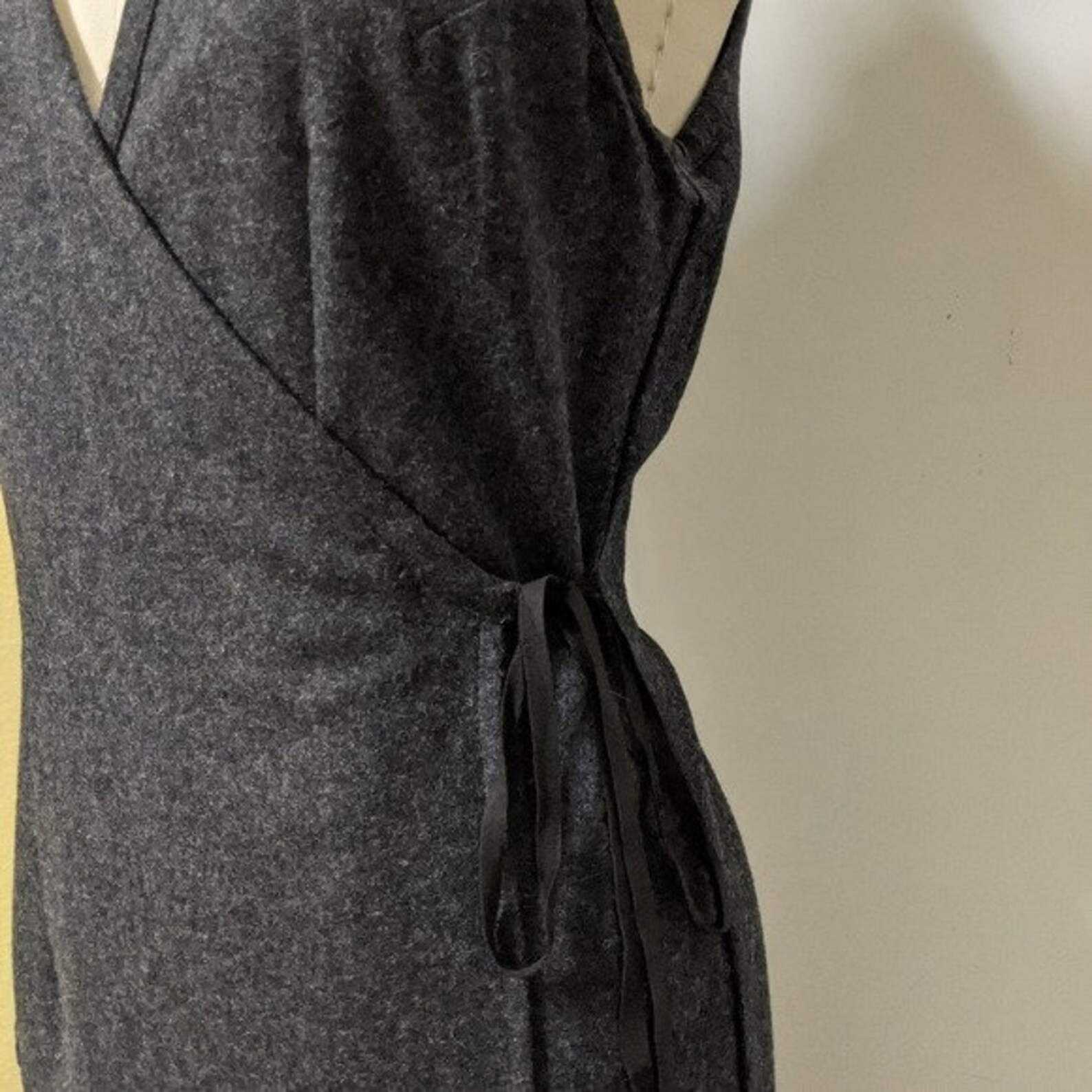 Eddie Bauer Women's Wool Wrap Midi Dress XSP Dark Gray V | Etsy