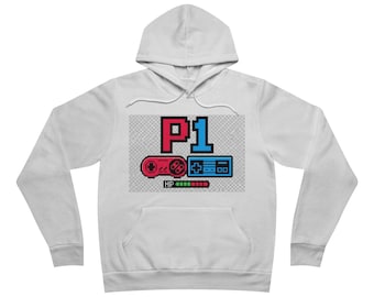 Retro Gaming Hoodie | Player 1 Pixel Art Hoodie | Gamer Gift Sweatshirt | Game Lover Hoodie