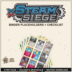 XY: Marcadores de posición de Steam Siege, juego maestro imprimible, insertos para carpeta de Pokémon + lista de verificación (descarga digital)