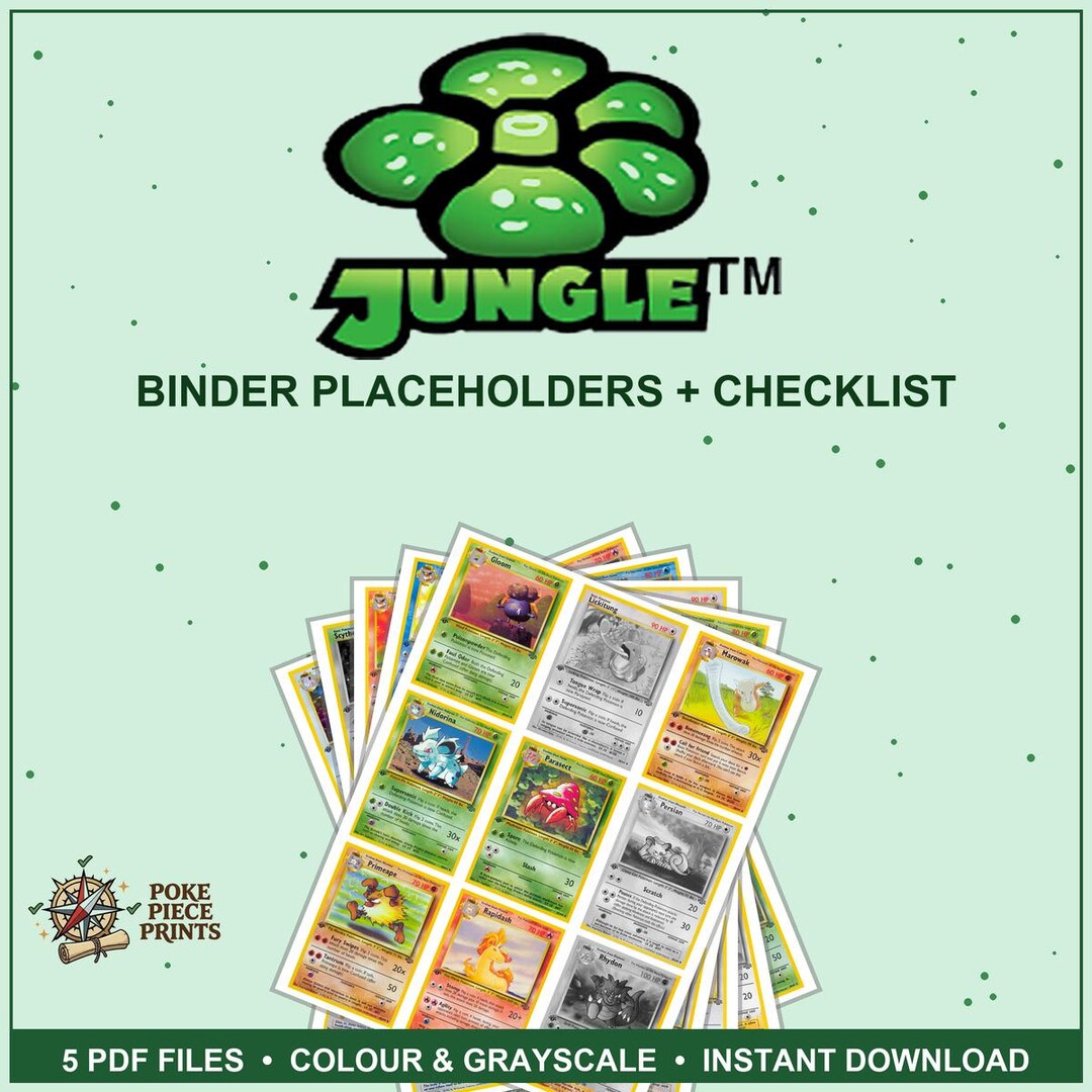 Jungle: Pokémon Binder Placeholders, Printable Master Set and Complete ...