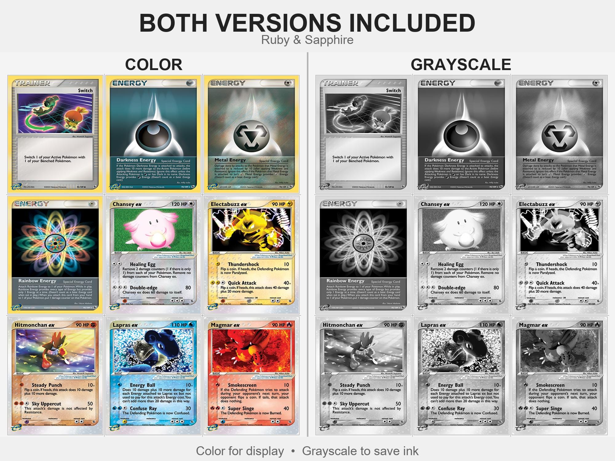 EX: Ruby & Sapphire Placeholders, Printable Master Set and Complete Set ...