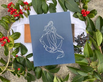 Impresión de Nuestra Señora Desatadora de Nudos, Arte Católico Minimalista (Impresión Digital)