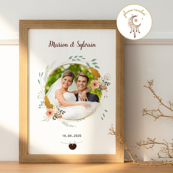 Affiche mariage personnalisée pour célébrer vos noces de cuir - cadeau original pour couple