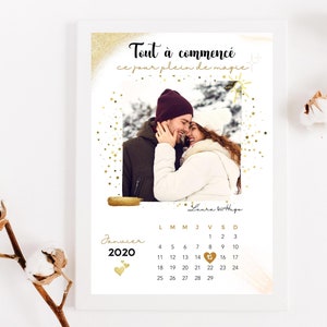 Personalized important date poster with photo of the couple - Meeting, Wedding or PACS