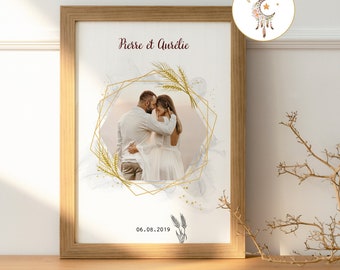 Affiche personnalisée noces de froment - cadeau d'anniversaire de mariage pour couple