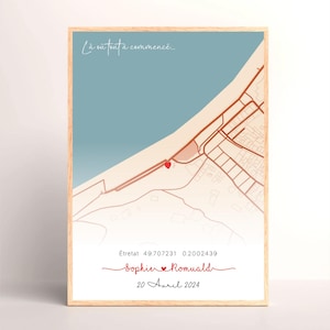 Affiche Personnalisée Couple Carte Lieu de rencontre - idée cadeau saint valentin - idée cadeau couple