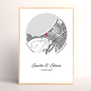 Affiche Personnalisée Couple Carte Lieu de rencontre - Là où tout a commencé  - idée cadeau saint valentin - idée cadeau couple