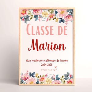 Affiche personnalisée maîtresse fleurs colorées - Cadeau fin d’année scolaire - Merci maîtresse - Téléchargement & imprimé
