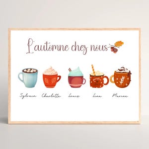 Affiche personnalisée famille Mugs d'Automne - Décoration Automne