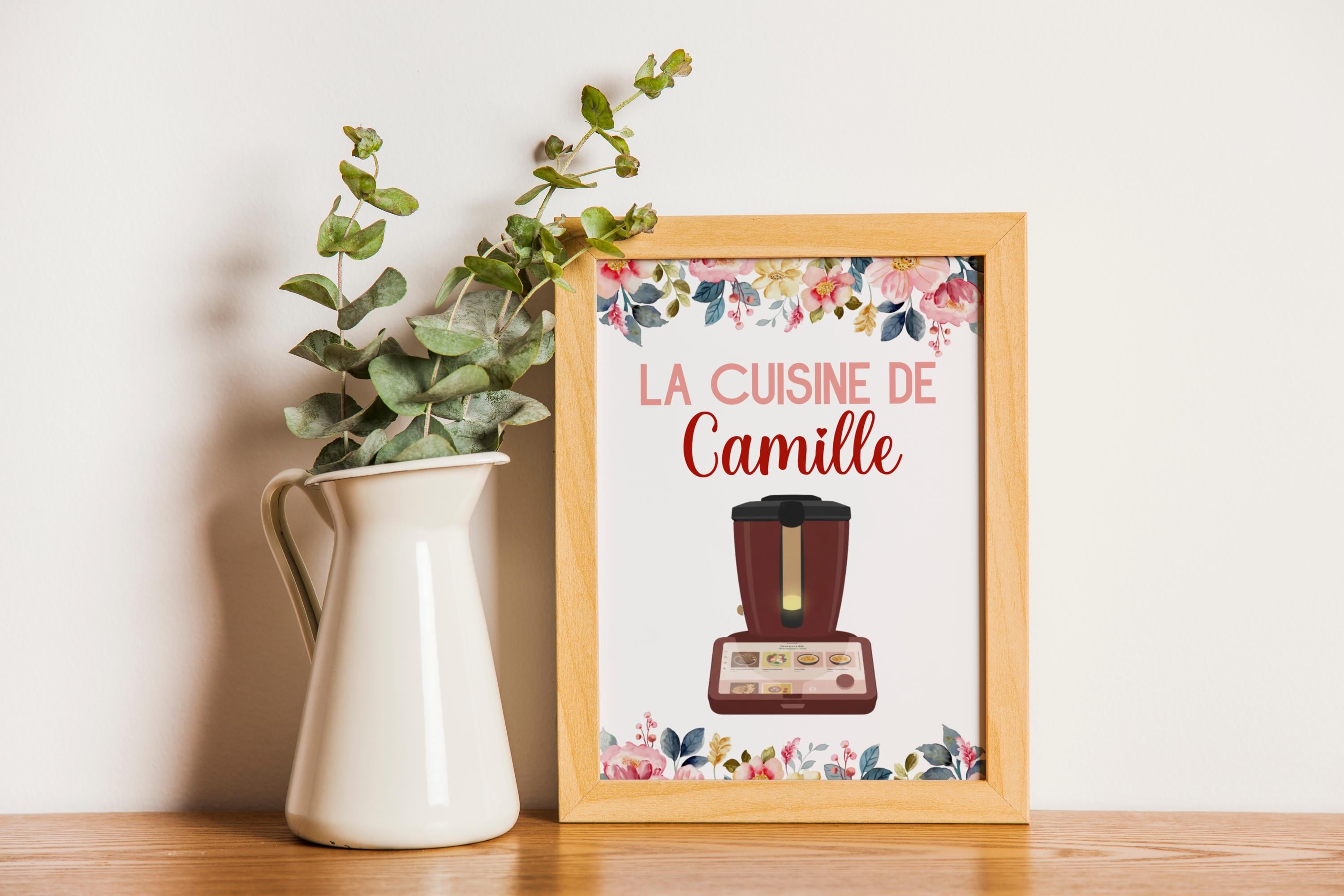 Affiche Cuisine personnalisée avec prénom - Poster illustration Robot Thermomix ou Monsieur Cuisine