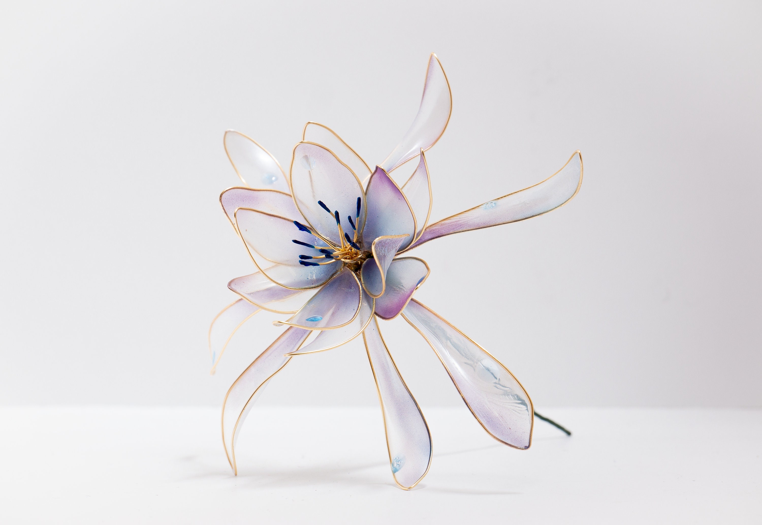 Blooming Resin Flower Customizable Handmade Wire Dipped Etsy