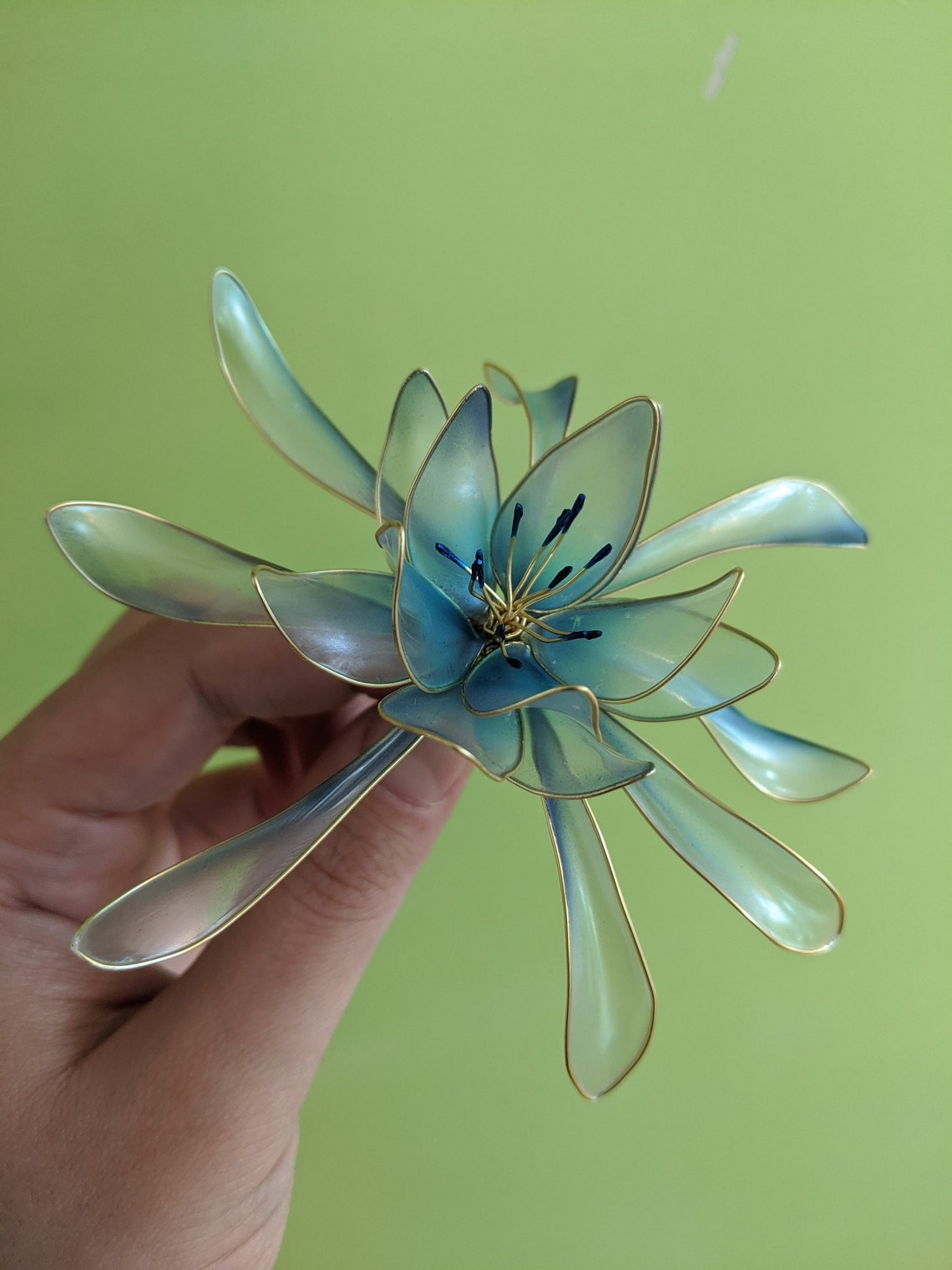 Blooming Resin Flower Customizable Handmade Wire Dipped Etsy