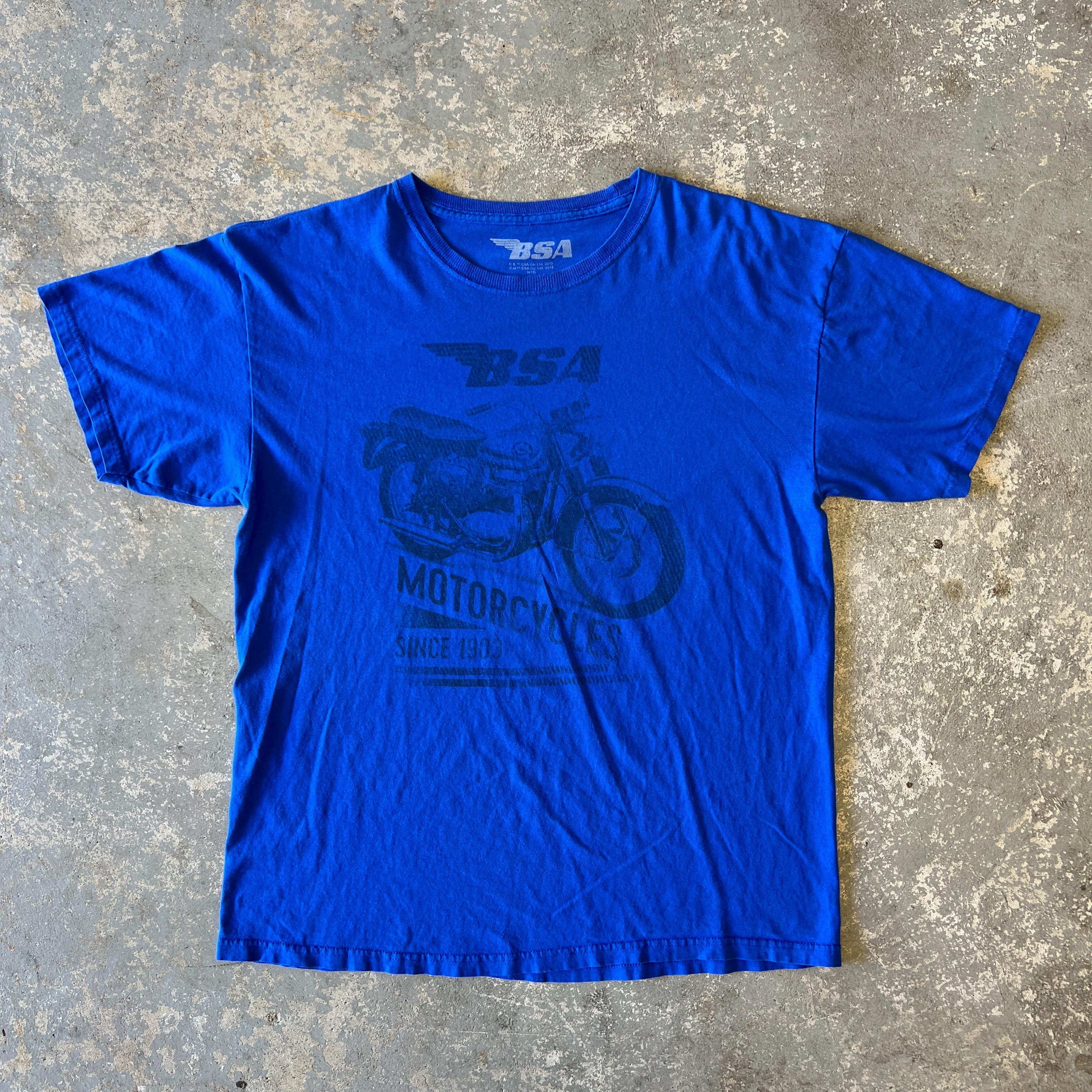 ヴィンテージBSA Tシャツ | ラージサイズ ブルー フェードコットン 