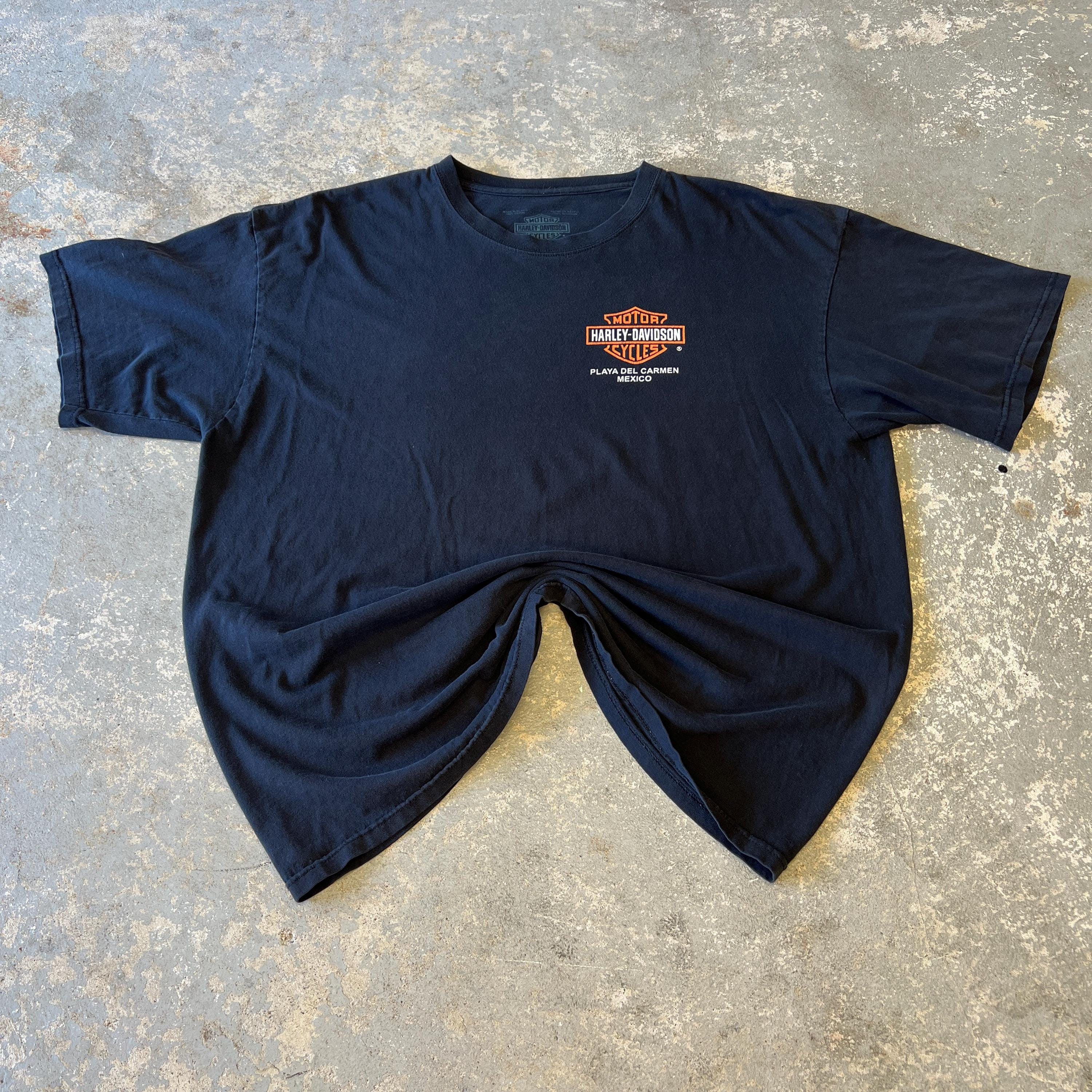Vintage Harley Davidson T-shirt XXL Faded Black Playa Del Carmen 