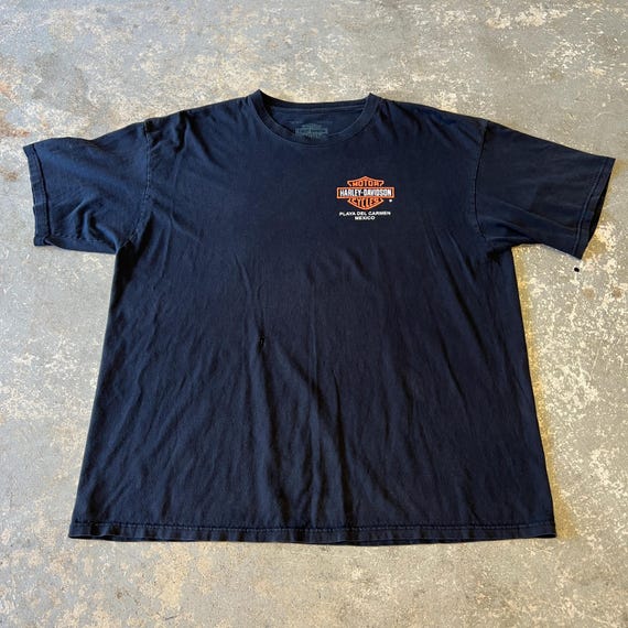 Vintage Harley Davidson T-shirt XXL Faded Black Playa Del Carmen