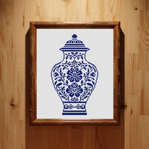 Blue and White Porcelain Cross Stitch Pattern Blue Vase Cross Stitch Pattern Oriental Vase Cross Stitch PDF Pattern Instant Download