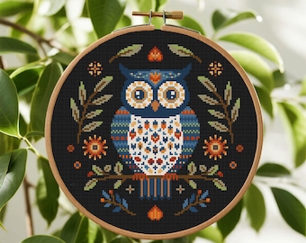 Owl Cross Stitch Pattern Bird Scandinavian Cross Stitch Owl Folk Art Cross Stitch Pattern PDF Instant Download