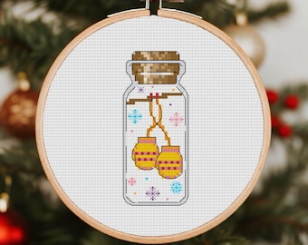 Christmas Cross Stitch Bottle Cross Stitch Pattern Tiny Christmas Cross Stitch Christmas Ornament Cross Stitch PDF Instant Download