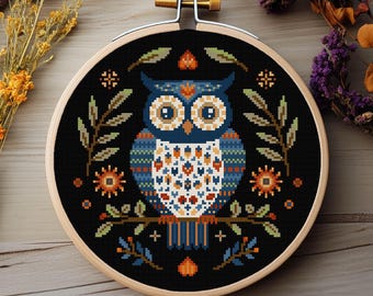 Owl Cross Stitch Pattern Bird Scandinavian Cross Stitch Owl Folk Art Cross Stitch Pattern PDF Instant Download