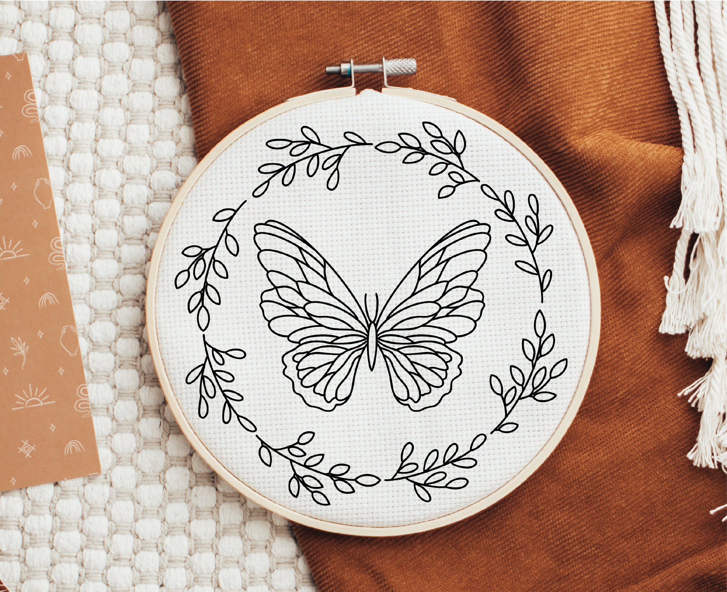 Embroidery Kit Personalized Bag Vase Butterfly Stamped Embroidery