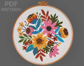 Flower Cross Stitch Pattern Flower Painting Cross Stitch PDF PatternInstant Download