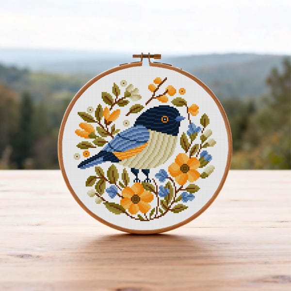 Bird Cross Stitch Pattern Floral Bird Cross Stitch Pattern Bird and Flowers Cross Stitch PDF Pattern Instant Download