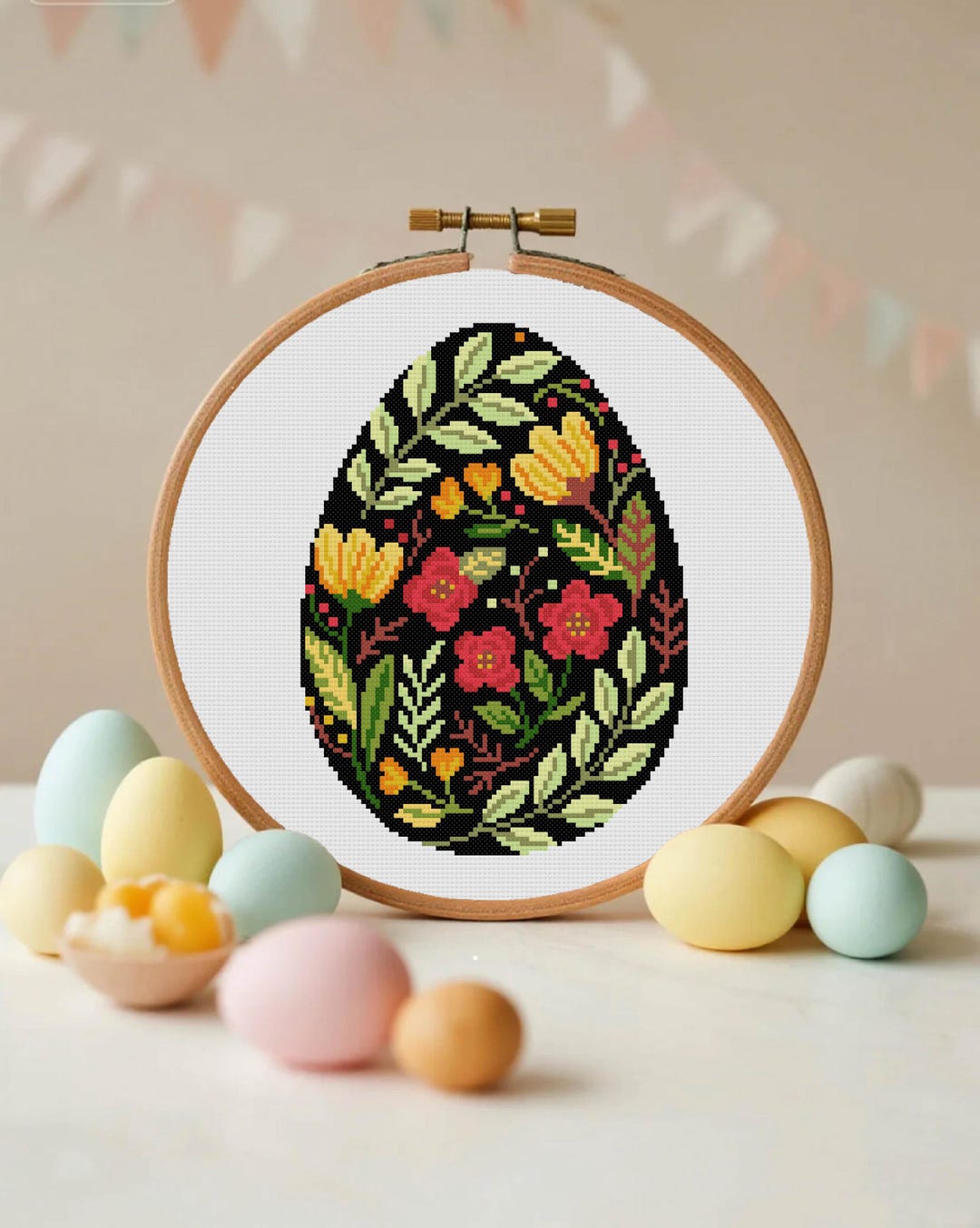 Easter Egg Cross Stitch , Easter Cross Stitch Pattern ,floral Easter ...
