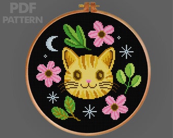 猫と本の風景 刺繍作品 クロスステッチ完成品 猫と本の風景