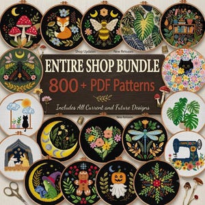 Entire Shop Mega Bundle Cross Stitch Pattern Access lifetime Pack Cross Stitch Witchy Christmas Floral Insects Pattern PDF Instant Download