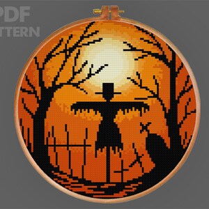 Halloween Cross Stitch Pattern Scarecrow Cross Stitch pattern Trick Or Treat Cross Stitch PDF Pattern Instant Download