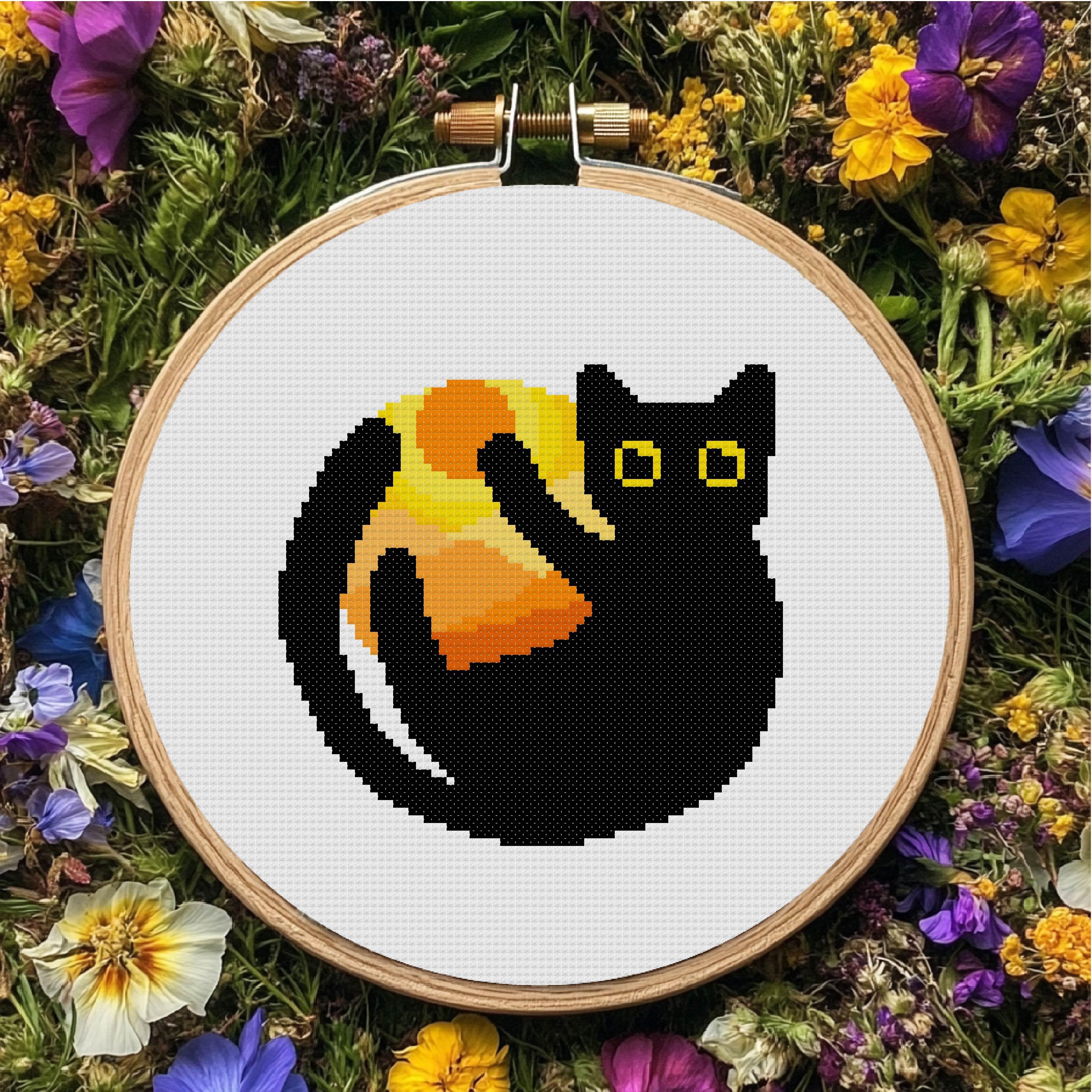 Black Cat Cross Stitch Pattern Nature Landscape Cross Stitch
