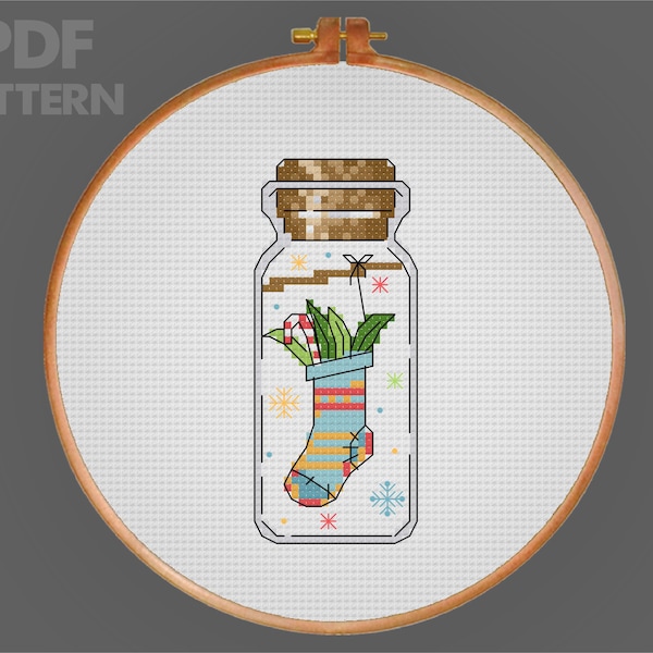 Christmas Cross Stitch Bottle Cross Stitch Pattern Mini Christmas Cross stitch Christmas Ornament Cross Stitch PDF Pattern Instant Download