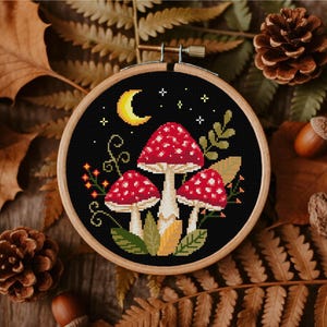 Mushroom Cross Stitch Witchy Fungi Cross Stitch Fly Agaric Cross Stitch Woodland Cross Stitch Gothic Cross Stitch Pattern Instant Download