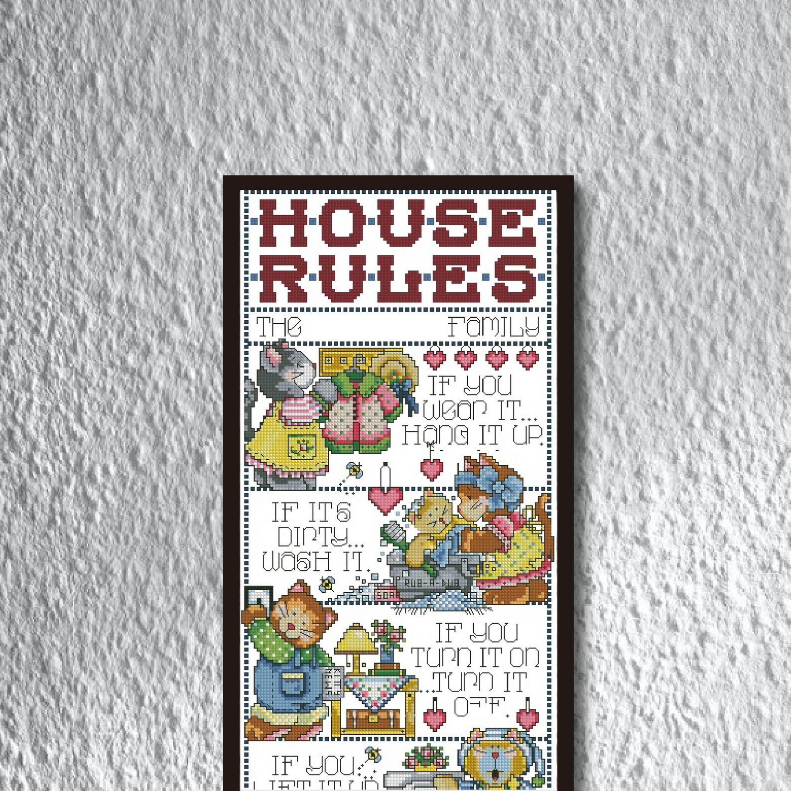 House Rules Cross Stitch Pattern Family Cross Stitch PDF Etsy