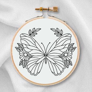 Flower Embroidery Pattern Butterfly Hand Embroidery Flower and ...