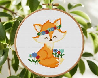 Blumen Fuchs Kreuzstich Anleitung Wald Fuchs Kreuzstich PDF Muster-Instant Download