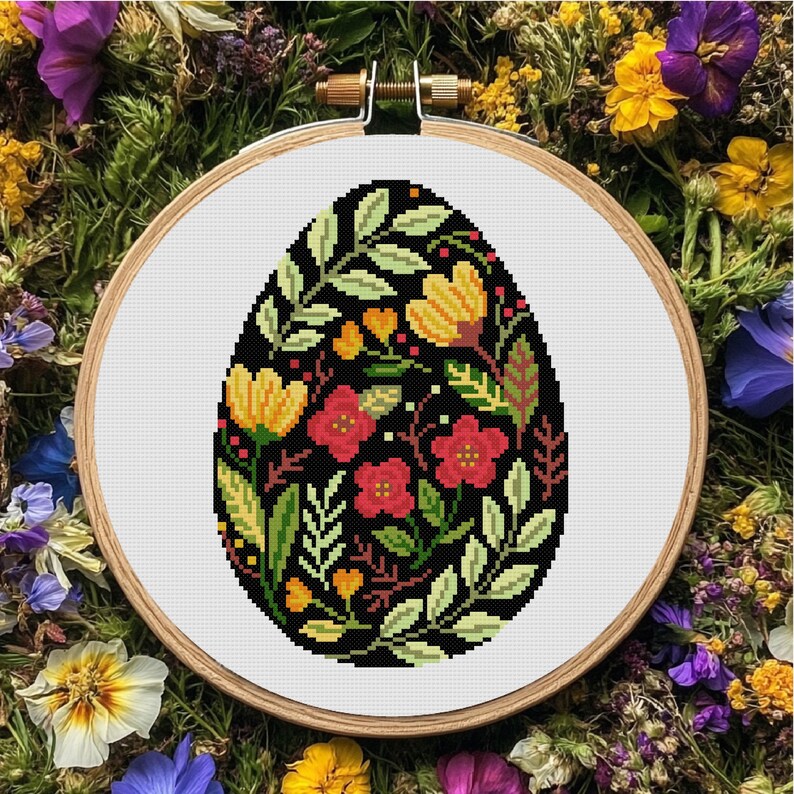 Easter Egg Cross Stitch , Easter Cross Stitch Pattern ,floral Easter ...