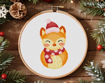 Fox Snowman Cross Stitch, Cute Snowman Cross Stitch, Christmas Cross Stitch PDF  Instant Download