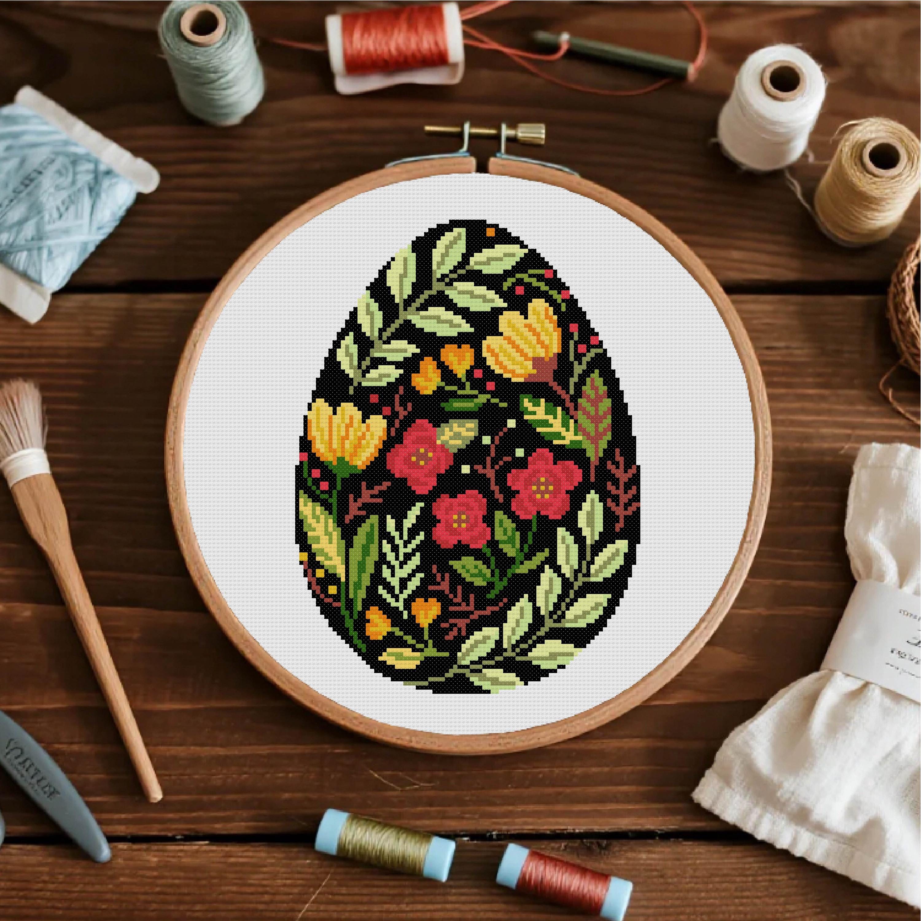 Easter Egg Cross Stitch , Easter Cross Stitch Pattern ,floral Easter ...
