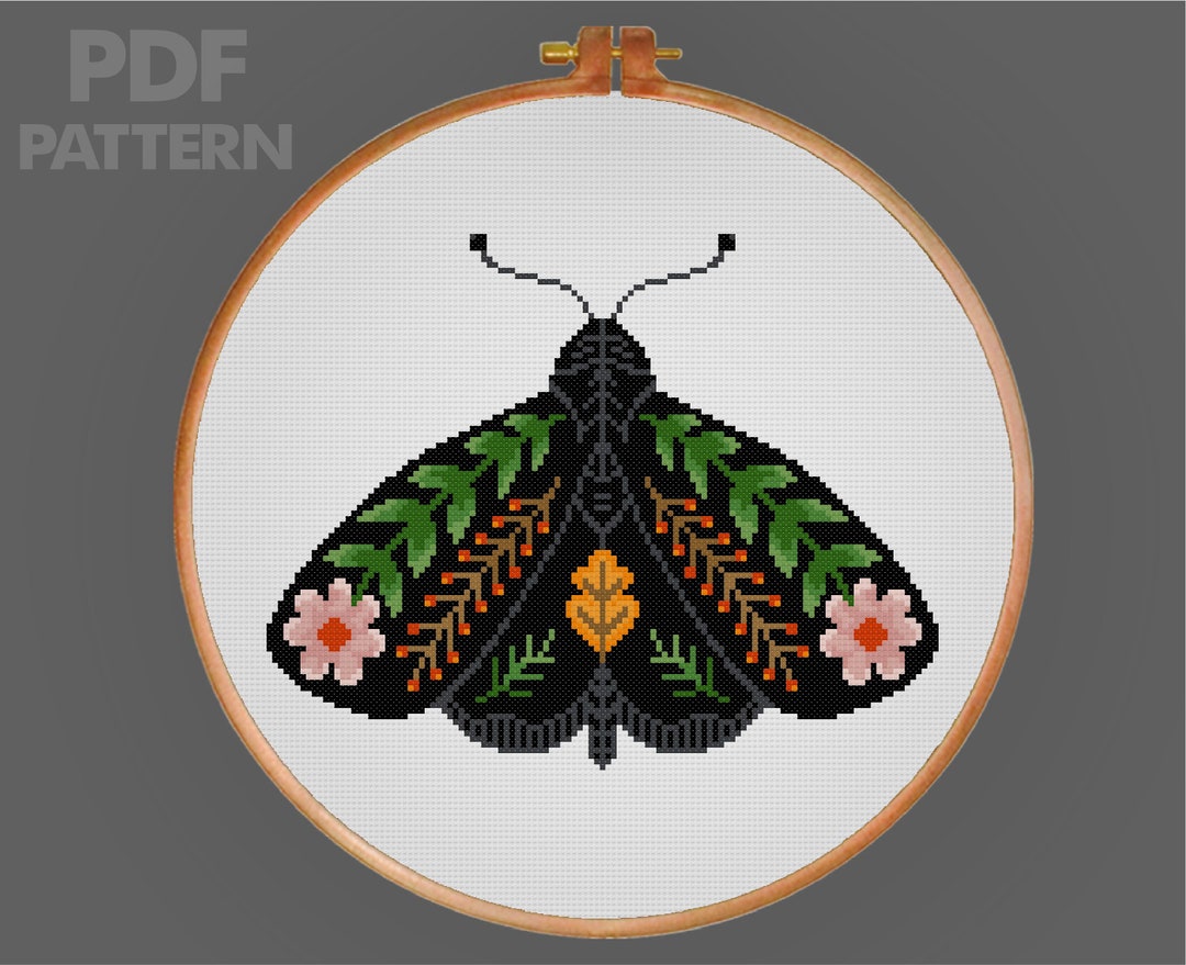 Moth Cross Stitch Insect Stitch Pattern X Stitch PDF Pattern Instant ...