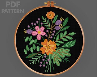 Flower Cross Stitch Pattern Flower Painting Cross Stitch PDF PatternInstant Download