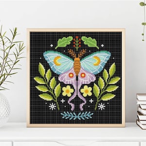 Flower Insects Cross Stitch Set Flower Moth Cross Stitch Stag Beetle Cross Stitch Bee Cross Stitch Butterfly Cross stitch Pattern PDF image 5