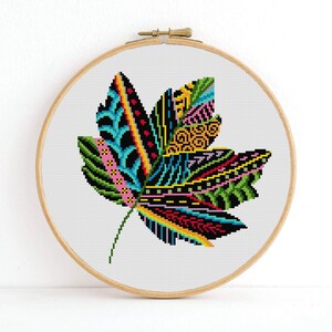 Maple Leaf Cross Stitch Pattern Leaf Cross Stitch Green Leaves Cross ...