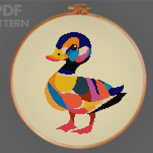 Cute Ducky Cross Stitch Pattern , Ducky Art , Abstract Duck Cross Stitch Pattern Modern Duck Cross Stitch PDF Instant Download