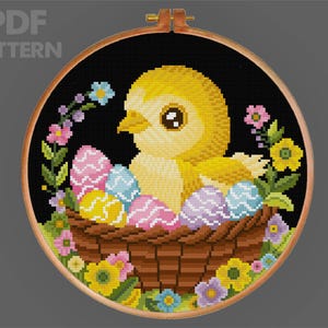 Easter Chick Cross Stitch Pattern Baby Chick Cross Stitch Pattern Easter Eggs Cross Stitch PDF Pattern Instant Download