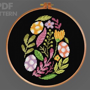 Easter Egg Cross Stitch Modern Cross Stitch Pattern Flower Cross Stitch PDF Pattern Instant Download
