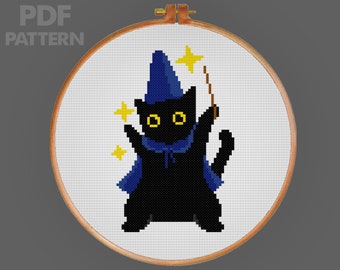 Black Cat Cross Stitch Pattern Magic Cross Stitch PDF Pattern Instant Download