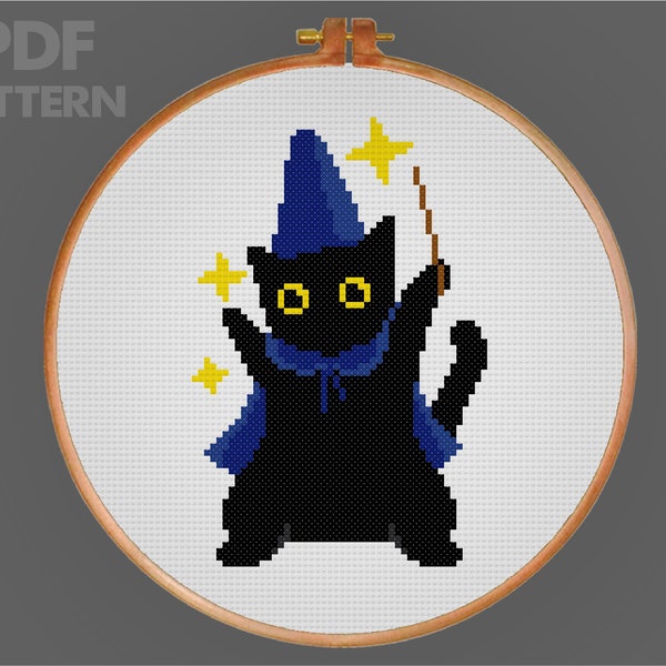 Black Cat Cross Stitch Pattern Magic Cross Stitch PDF Pattern Instant Download