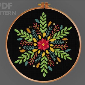 Christmas Cross Stitch Modern Cross Stitch Pattern Snowflake Cross Stitch PDF Pattern Instant Download