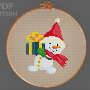 Snowman Cross Stitch Pattern Christmas Cross Stitch PDF Pattern Instant ...